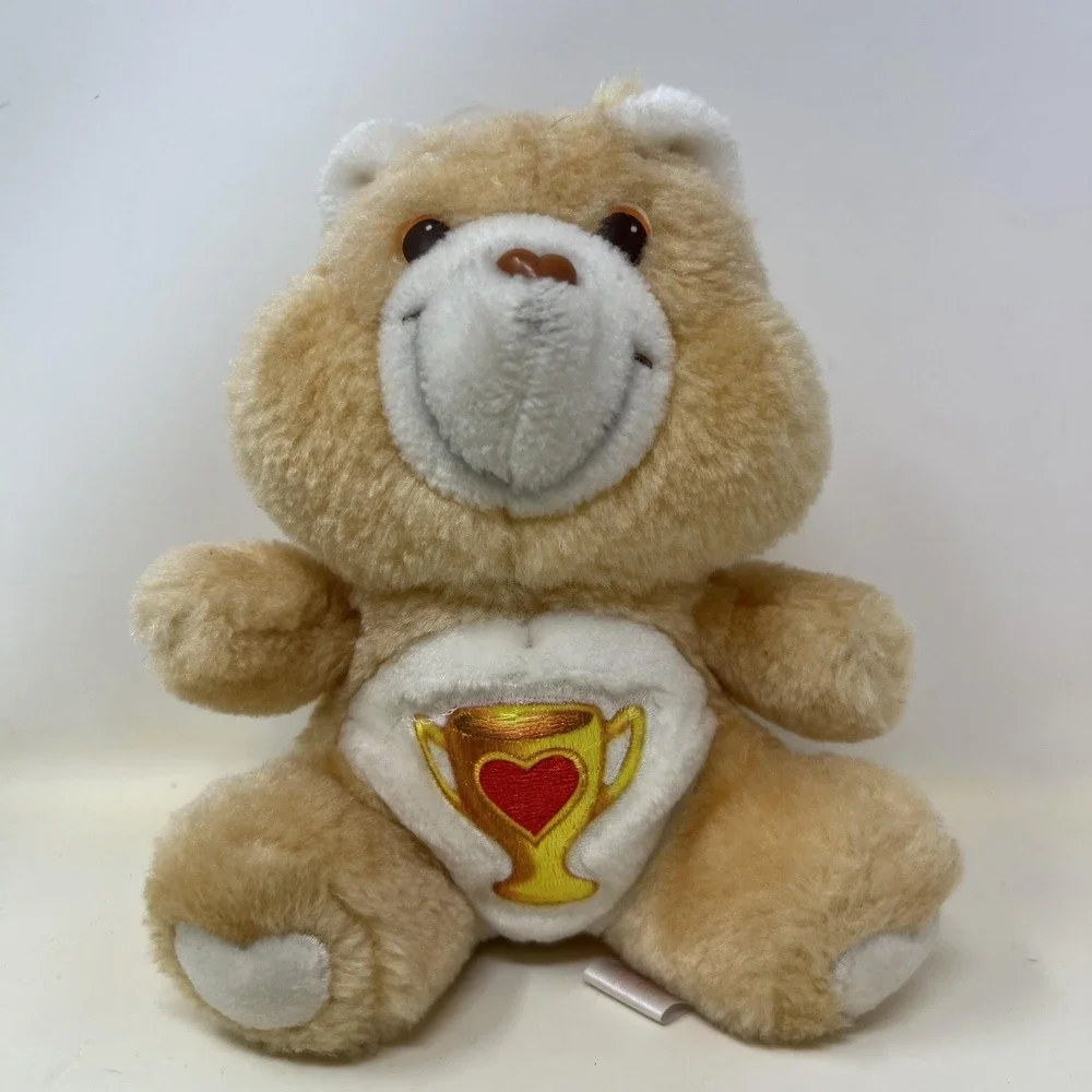 Vintage 1980s Care Bears Champ Bear‎ Mini Plush Tan Trophy Belly 6